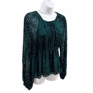 A.L.C. Velvet Burnout Leopard Peplum Blouse size 6
